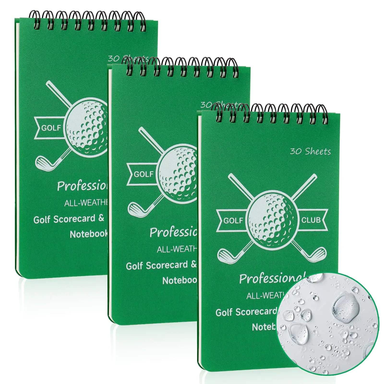 Waterproof 3-Piece Golf Scorecard & Yardage Book
